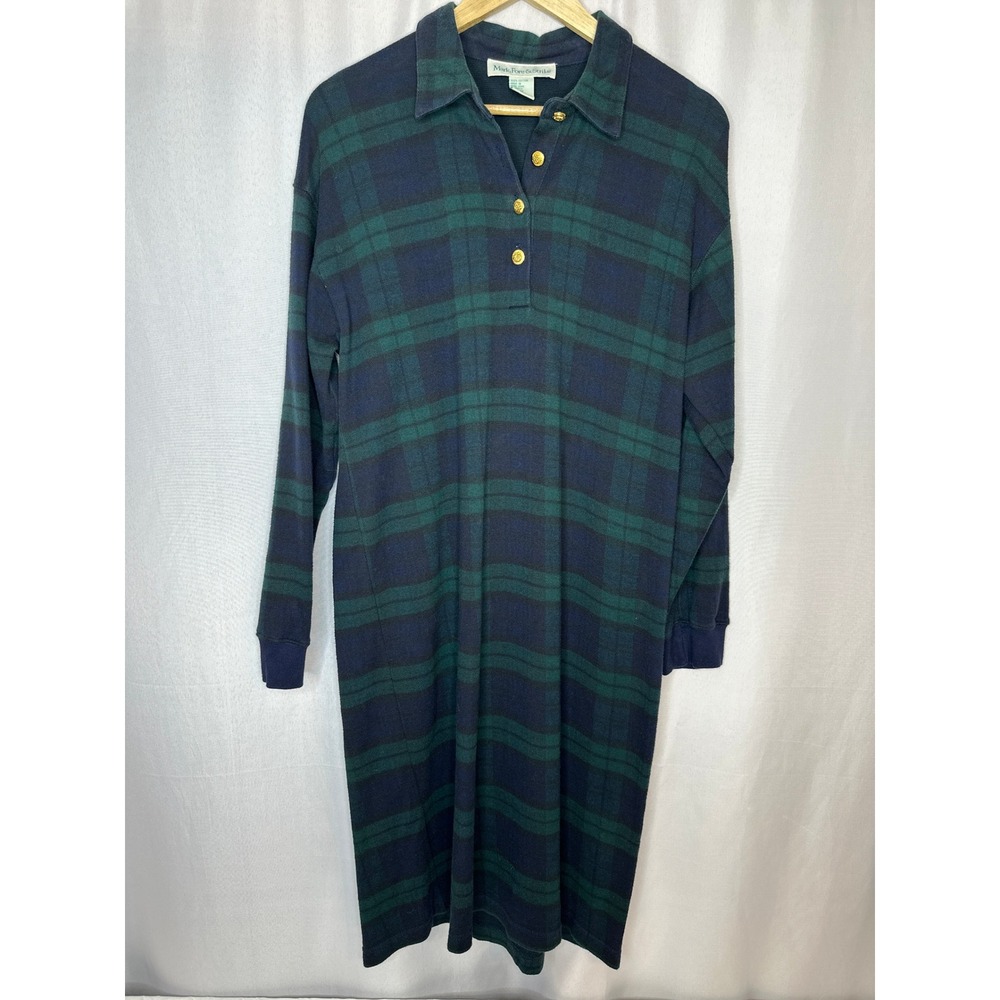 VTG **RARE** Mark, Fore & Strike Black Watch Tartan Plaid Dress MEDIUM Heritage